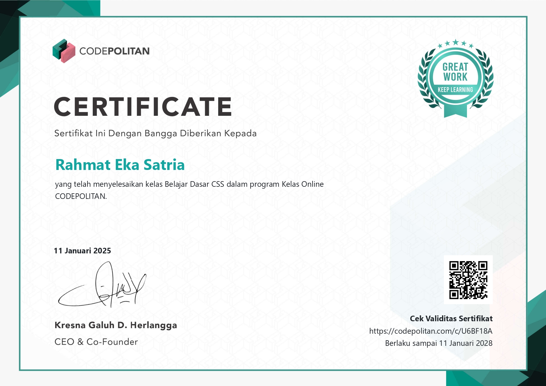 CodePolitan Certificate
